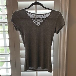 Grey Hollister Front Cross Neck Shirt